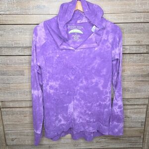 Earth Yoga Women's Purple Tie Dye Long Seeve Hoodie Lightweight Top Medium